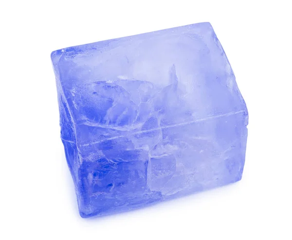 Blue Ice Cube Block Isolated White Background — Stock Photo, Image