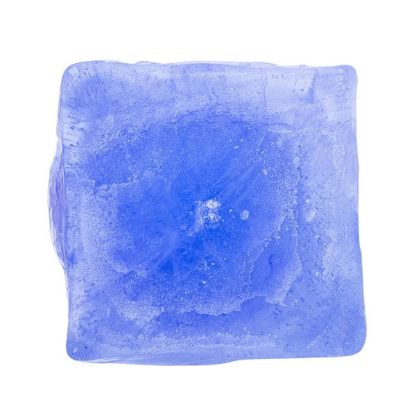 Blue Ice Cube Block Isolated White Background — Stock Photo, Image