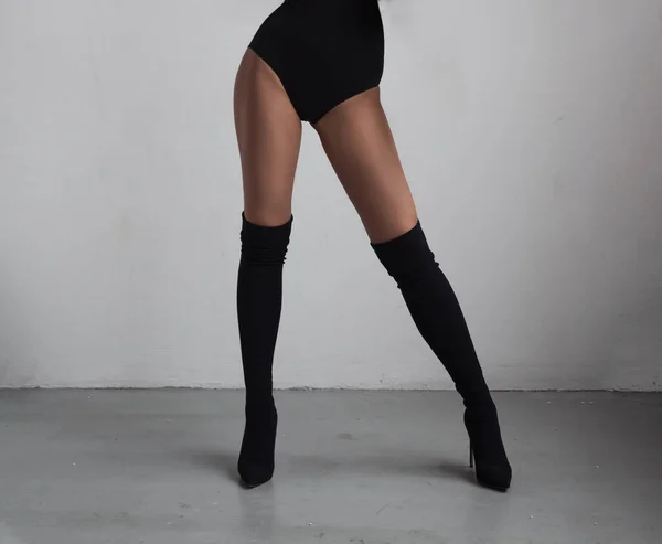 Lange Schöne Weibliche Beine Overknee Stiefeln Mit Absätzen — Stockfoto
