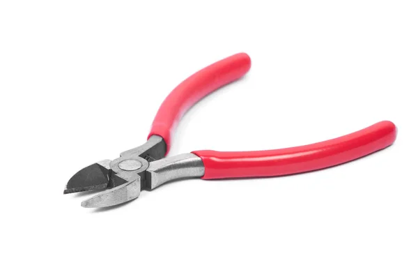 New Wire Cutters Red Rubber Handles Isolated White Background — Stock Photo, Image