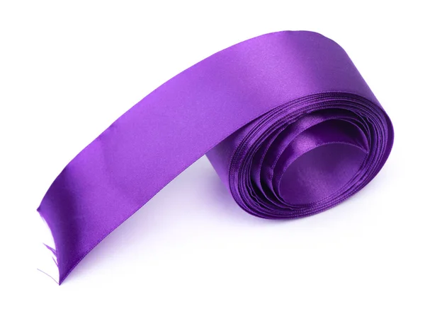 白色背景的紫罗兰色缎带 — 图库照片