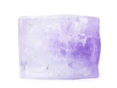 Beyaz arkaplan üzerinde izole edilmiş dikdörtgen buz parçası