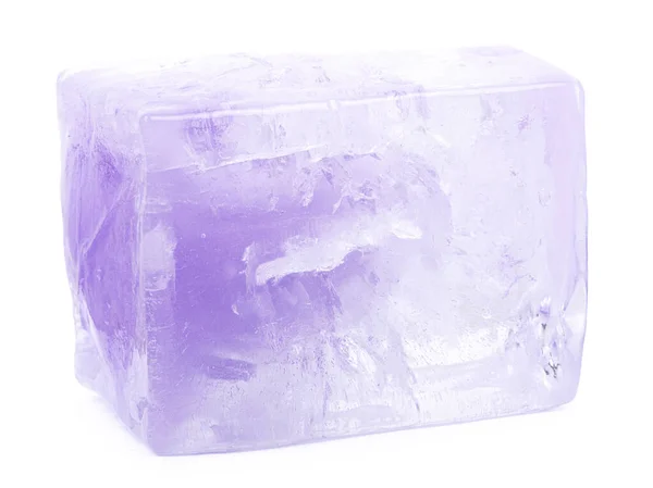 Pieza Rectangular Hielo Aislada Sobre Fondo Blanco — Foto de Stock