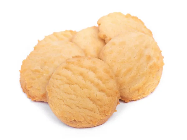 Flera Enkla Cookies Isolerade Vit Bakgrund — Stockfoto