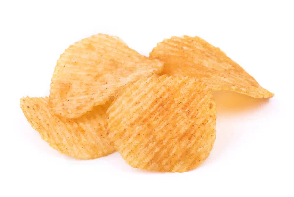 Haufen Kartoffelchips Geriffelt Isoliert Auf Weißem Hintergrund — Stockfoto