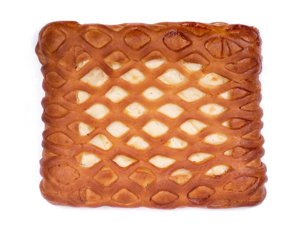Fresh Rectangular Homemade Pie Filling Isolated White Background — Stock Photo, Image