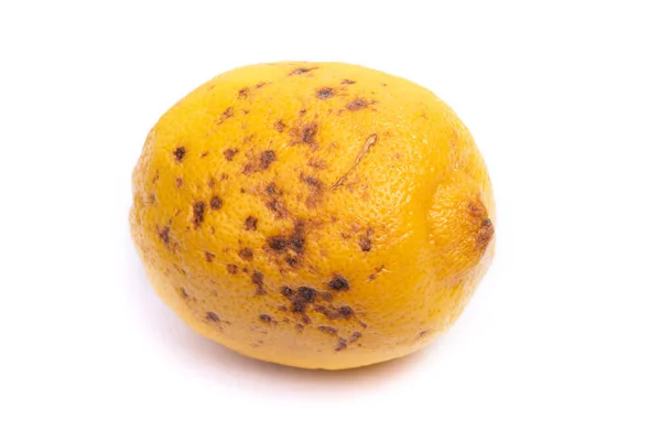 Lemon Overroten Manja Dengan Titik Titik Mouldish Terisolasi Atas Latar — Stok Foto