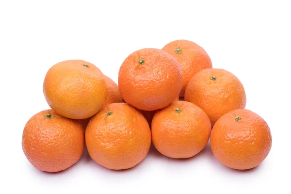 Tas Mandarines Mûres Sur Fond Blanc Tangerines Isolées Près — Photo