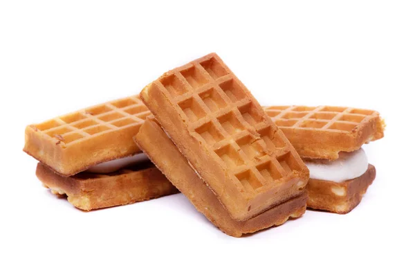 Gruppe Von Waffeln Gefüllte Souffleuse Isoliert Über Weißem Hintergrund — Stockfoto