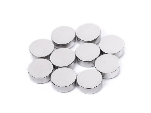 Groupe Boutons Isolés Sur Fond Blanc Petite Montre Batteries Lithium — Photo