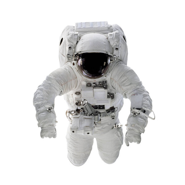 Astronaut in space suit isolated on white background. Spaceman in outer space. Elements of this image furnished by NASA