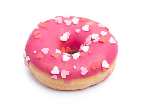 Dekorierte Rosa Donut Isoliert Über Weißem Hintergrund — Stockfoto