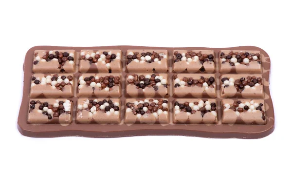 Ongebruikelijke Chocoladereep Geïsoleerd Witte Achtergrond — Stockfoto
