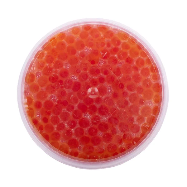 Caviar Rojo Recipiente Plástico Aislado Sobre Fondo Blanco —  Fotos de Stock