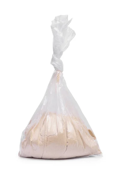 Beyaz Zemin Üzerinde Toz Izole Şeffaf Plastik Torba — Stok fotoğraf