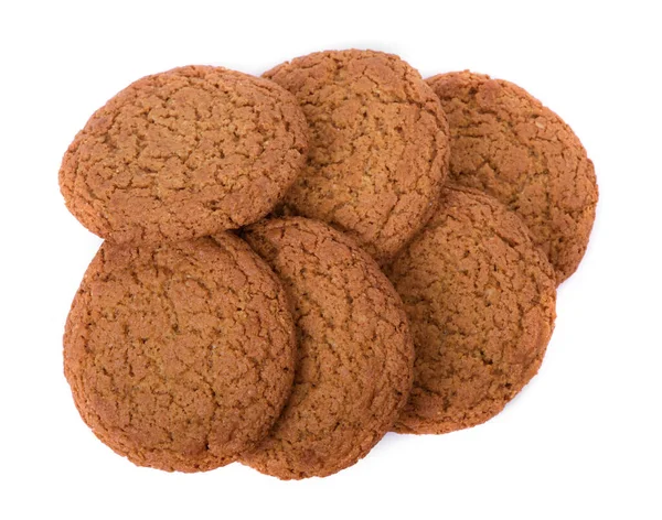 Stack Cookies Βρώμης Ομάδα Στρογγυλών Cookies Που Απομονώνονται Λευκό Φόντο — Φωτογραφία Αρχείου