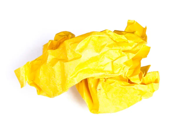 Screwed up piece of yellow paper — Stock Photo, Image