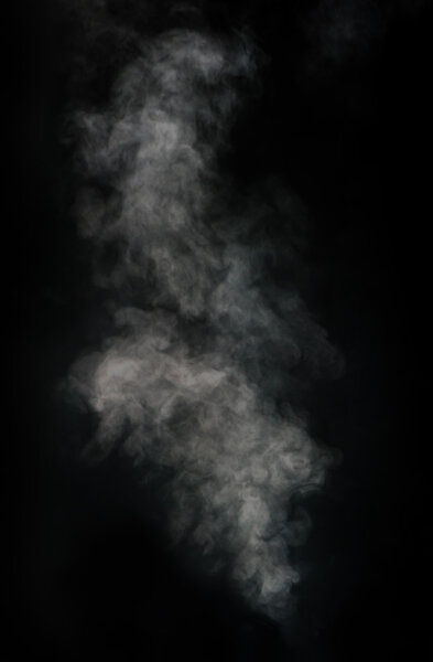 White smoke on black background