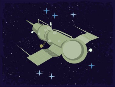 vektör illüstrasyonu, uzay retro kartpostalı, vektör, dış uzay