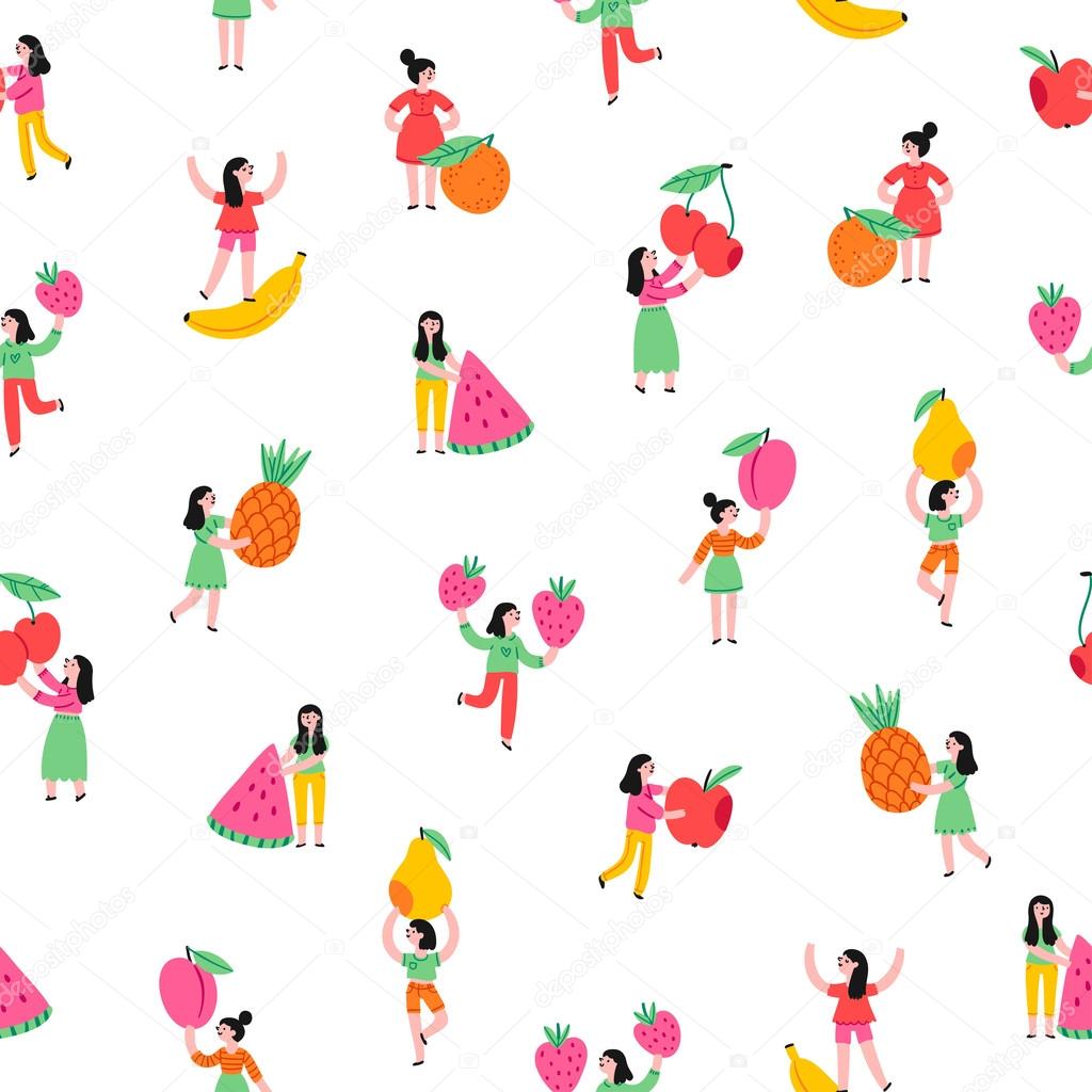 Girls with fruits pattern