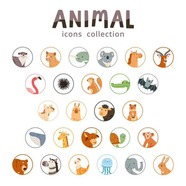 Colección de iconos animales — Vector de stock