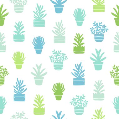 Succulents siluetleri basit desen
