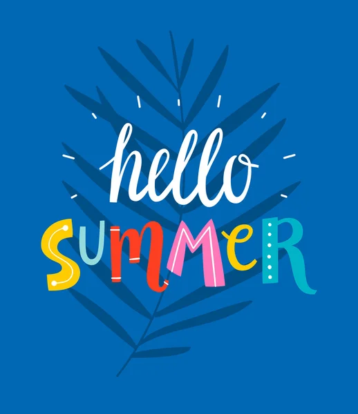 Hola tarjeta azul de verano — Vector de stock