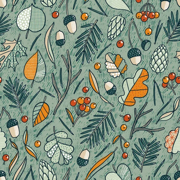 Walk Autumn Forest Seamless Pattern Illustration Treasures Fall Woods — Stock Photo, Image