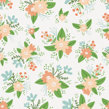 Vintage çiçek kompozisyonlar seamless modeli