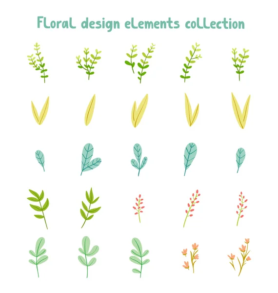 Decoratieve bladeren en bloemen ontwerp elementen collectie — Stockvector