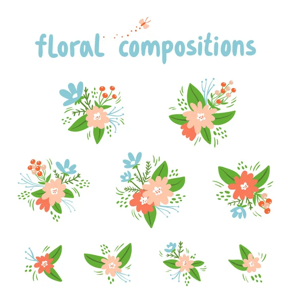 Vintage compositions florales collection vectorielle — Image vectorielle