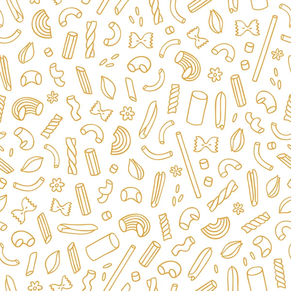 All types of outlined pasta seamless pattern — Stock Vector