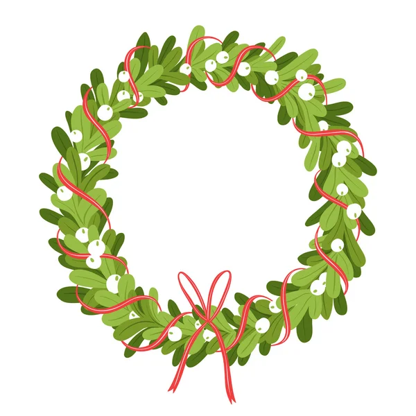 Mistletoe wreath isolated on white — Stock Vector