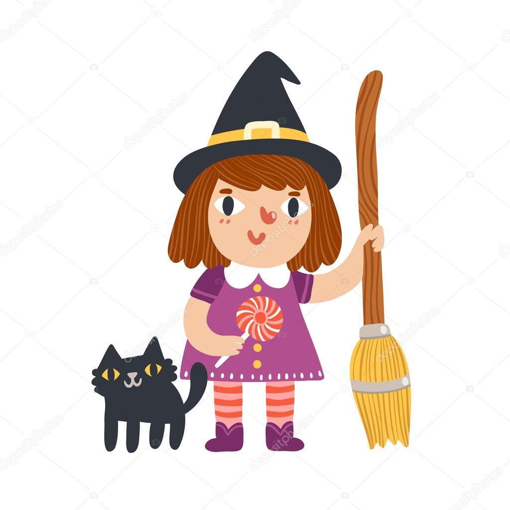 Little witch and her cat