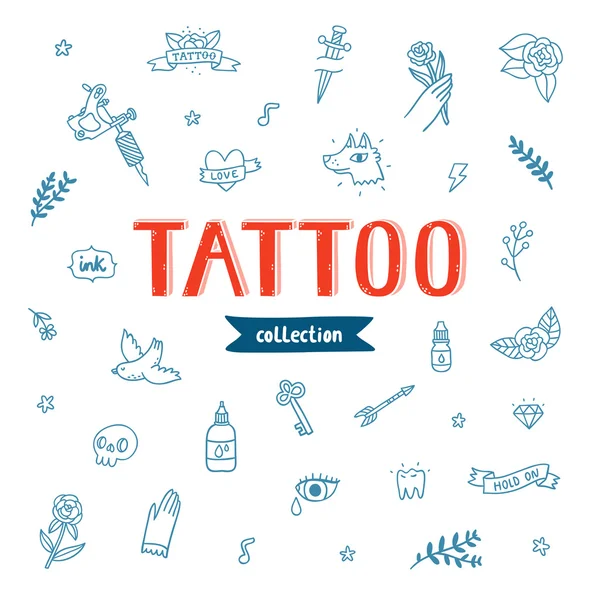 Coleção de doodles de tatuagem —  Vetores de Stock