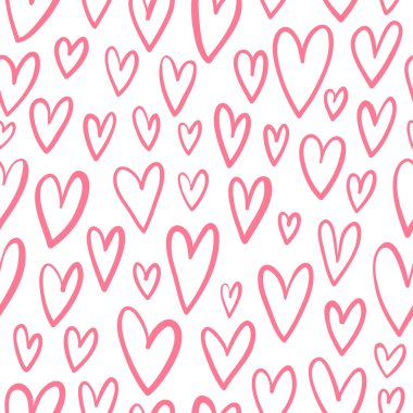 Elle çizilmiş doodled kalpler seamless modeli