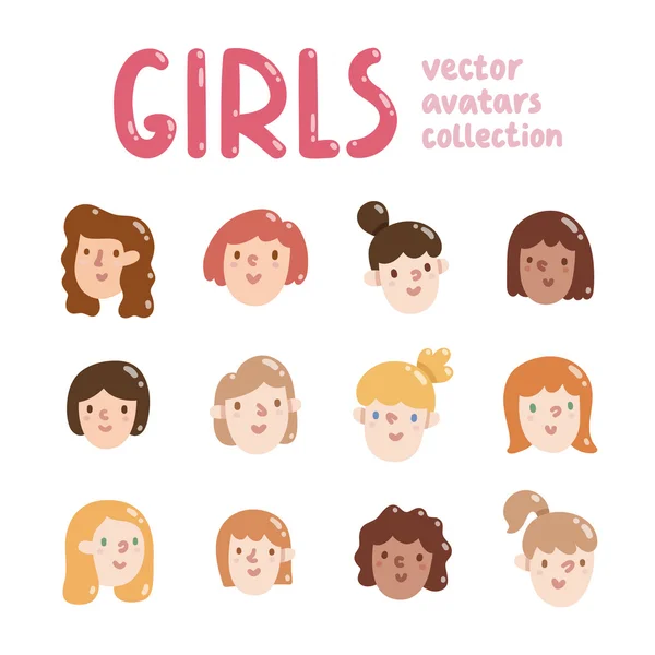 Kızlar renkli vektör Avatar Koleksiyonu — Stok Vektör