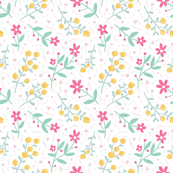 Estilo de primavera patrón floral sin costuras — Archivo Imágenes Vectoriales