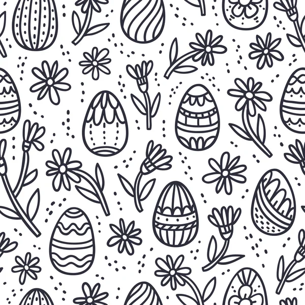 Decorative Easter doodle eggs seamless pattern — Stock Vector