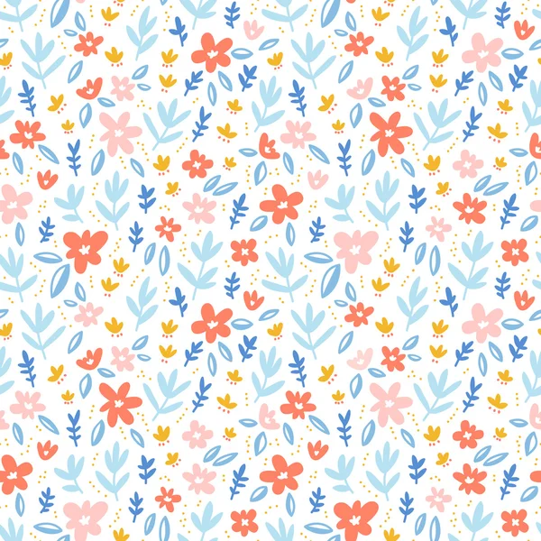 Fleurs colorées sur fond blanc motif sans couture — Image vectorielle