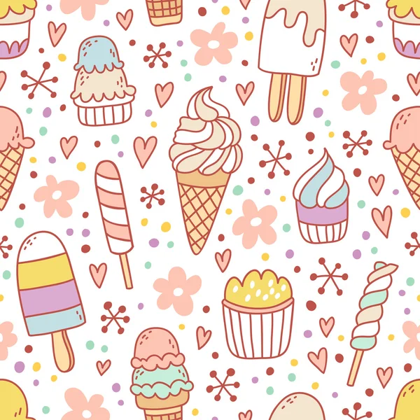 Yummy ice cream seamless pattern — Stock Vector