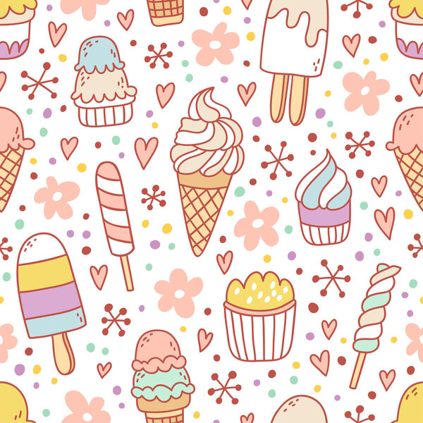 Yummy ice cream seamless pattern