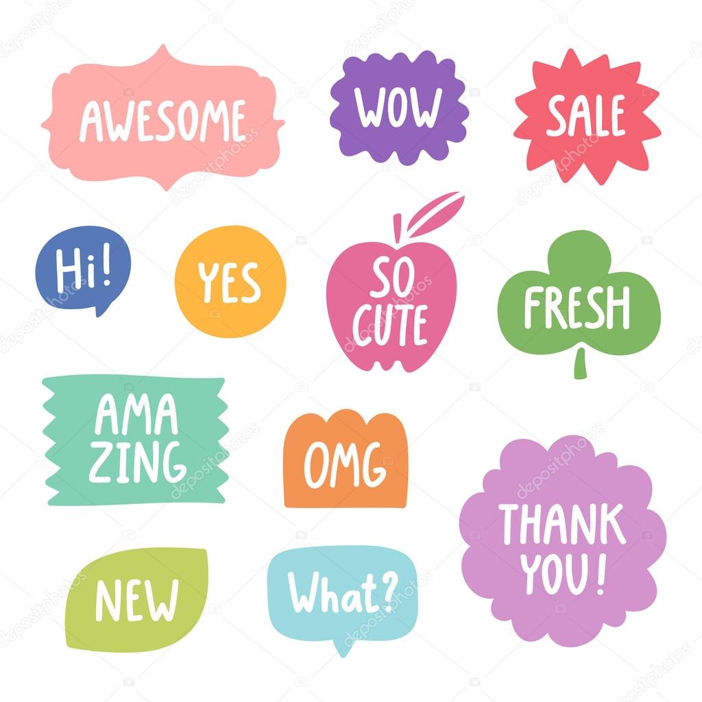 Colorful hand drawn phrases vector collection