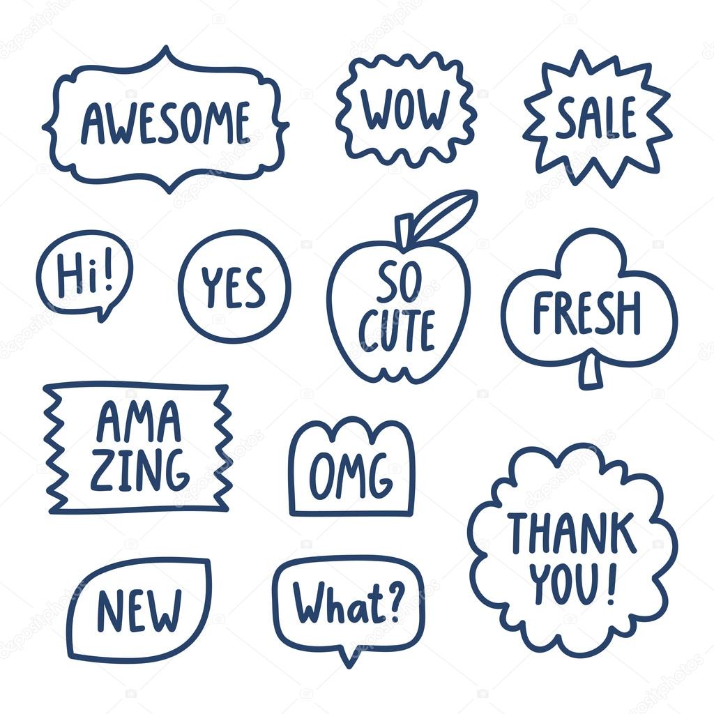 Outline hand drawn phrases vector collection