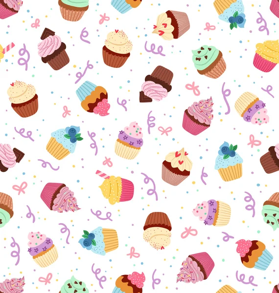 Cupcakes padrão sem costura —  Vetores de Stock