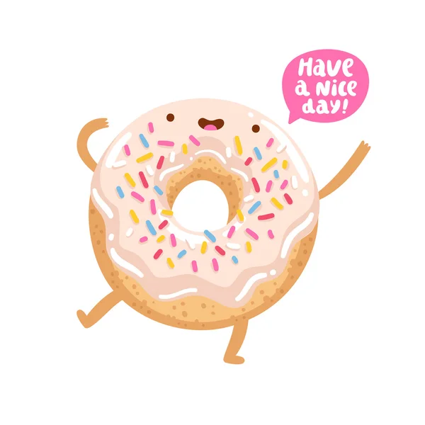 Carácter gracioso donut — Vector de stock