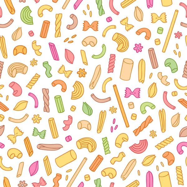 Types de pâtes colorées motif sans couture — Image vectorielle