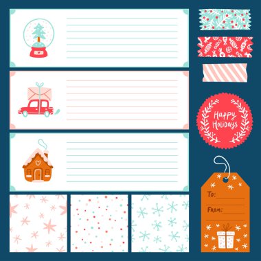 Kış tatil vektör süsleri koleksiyonu