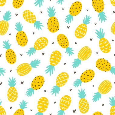 Ananas ve kalpleri seamless modeli