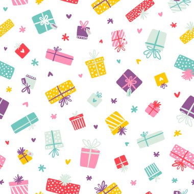 Kalpleri ve yıldız ile parti renkli seamless modeli sunar